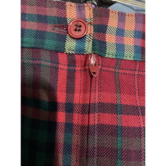 Skyr Wool Blend Red Plaid Pleated Skirt School girl Academia Preppy Size 4 - Picture 5 of 8